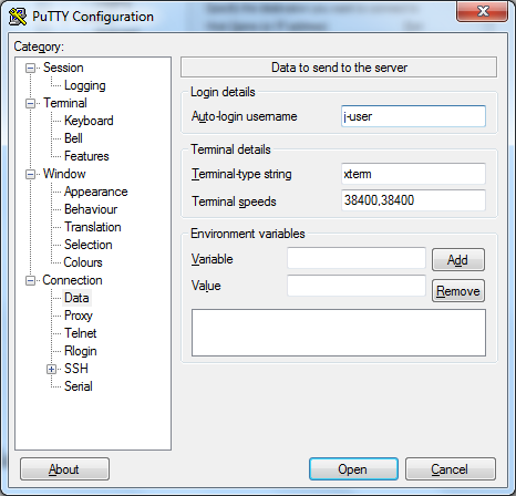 Auto-login username dialog